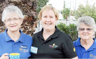 (From left) Cancer Council Challenge entrant Deanna Schmidt with Carol Cooke and Kay Wilson toast mugs to the Biggest Morning Tea. (From left) Cancer Council Challenge entrant Deanna Schmidt with Carol Cooke and Kay Wilson toast mugs to the Biggest Morning Tea.